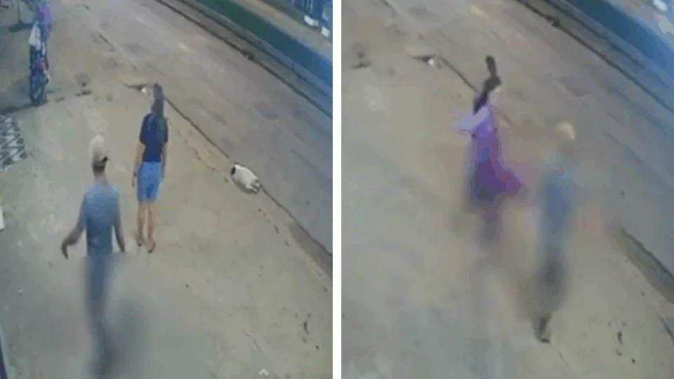 VÍDEO: Homem chuta gato que estava deitado na calçada e é confrontado por mulher que reage com uma cadeira