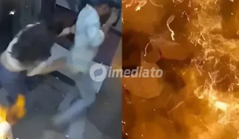 VÍDEO: Explosão de balões de festa com gás inflamável deixa dois feridos em elevador de prédio