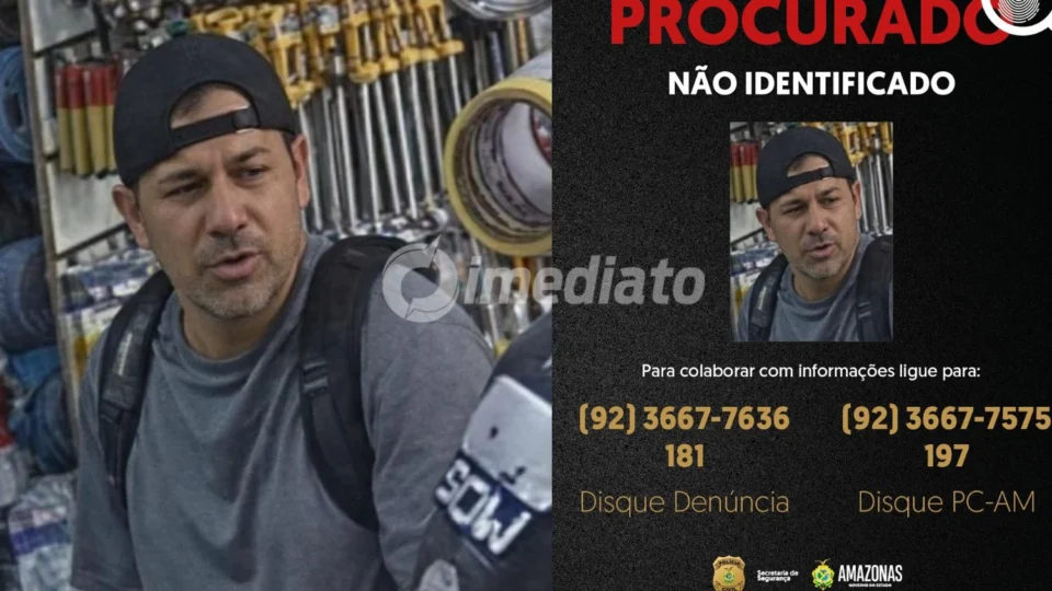 PC-AM divulga imagem de homem procurado por roubo a loja de materiais de construção em Rio Preto da Eva