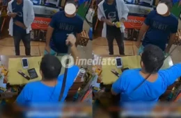 VÍDEO: Comerciante usa facão para impedir que homem furte bebida escondida na calça, no Pará