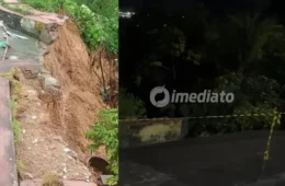 Cratera se abre após forte chuva e gera risco de desmoronamento no Jardim Mauá, em Manaus
