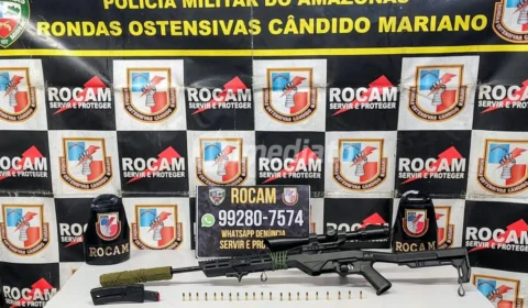 ROCAM apreende rifle calibre 22 e munições após denúncia anônima no bairro Alfredo Nascimento