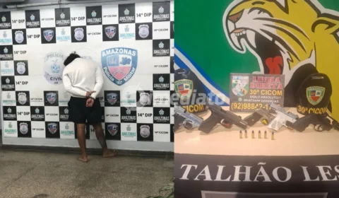 Cinco armas de fogo são apreendidas e homem com mandado em aberto é preso no bairro Jorge Teixeira