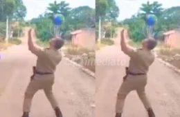 Policial militar mostra talento no futebol e encanta crianças ao fazer ‘embaixadinhas’