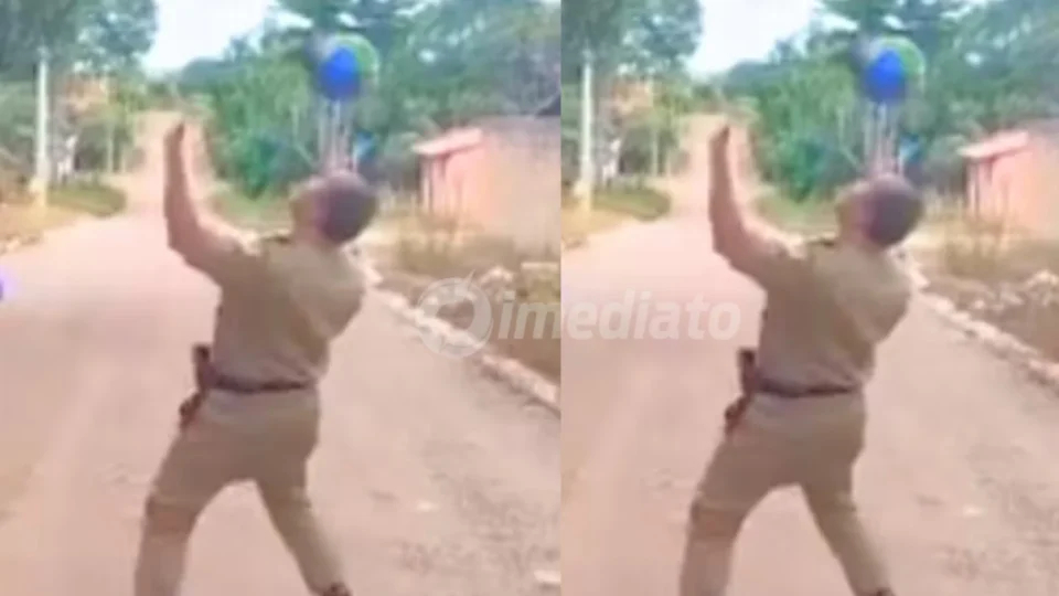 Policial militar mostra talento no futebol e encanta crianças ao fazer ‘embaixadinhas’