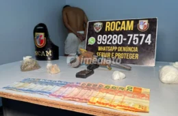 Denúncia anônima leva ROCAM a prender suspeito por tráfico e apreender arma caseira no bairro Cidade de Deus