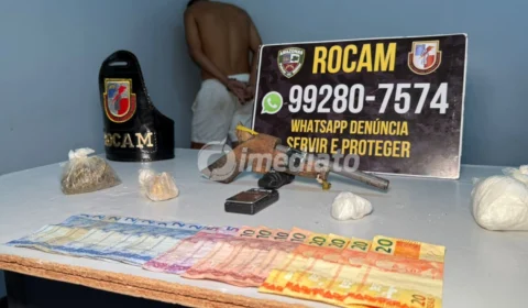 Denúncia anônima leva ROCAM a prender suspeito por tráfico e apreender arma caseira no bairro Cidade de Deus