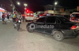 Colisão entre carro e motocicleta deixa mulher gravemente ferida na Avenida Brigadeiro Hilário Gurjão