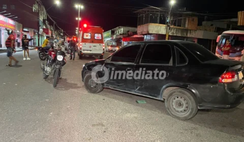 Colisão entre carro e motocicleta deixa mulher gravemente ferida na Avenida Brigadeiro Hilário Gurjão