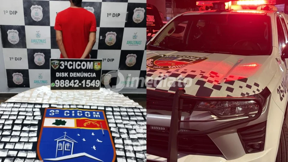 Homem é preso com mais de 300 trouxinhas de cocaína durante patrulhamento da PM no bairro Petrópolis