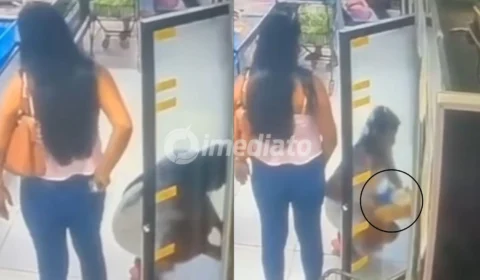 VÍDEO: Câmeras de segurança flagram três mulheres furtando peças de queijo em supermercado de Manaus