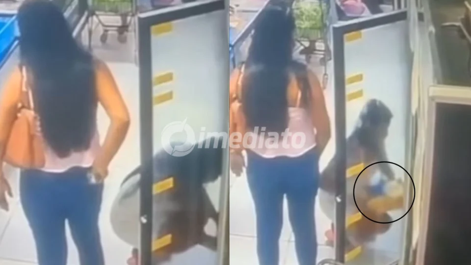 VÍDEO: Câmeras de segurança flagram três mulheres furtando peças de queijo em supermercado de Manaus