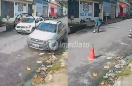 VÍDEO: Motorista de carro branco atropela cachorro na Zona Leste de Manaus e foge
