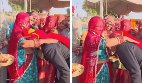 VÍDEO: Homem ‘mama’ no peito da mãe antes de casar como tradição de casamento na Índia