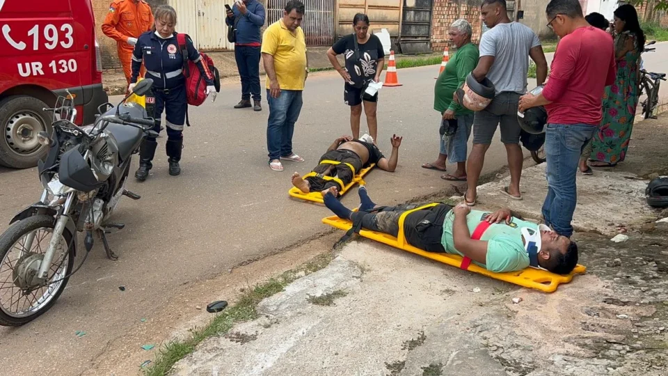 Colisão entre moto e bicicleta deixa dois feridos na zona Leste de Porto Velho