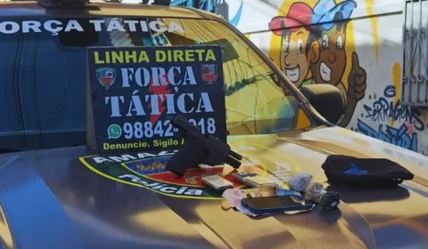 Arma de policial militar é recuperada durante operação no bairro Coroado, em Manaus