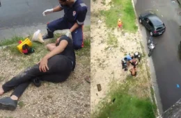 Motoqueiro venezuelano despenca de viaduto após bater em mureta ao fugir de blitz no Japiim, diz testemunha