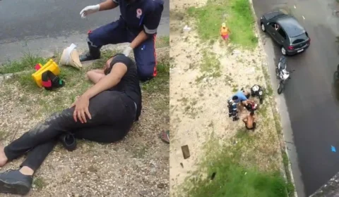 Motoqueiro venezuelano despenca de viaduto após bater em mureta ao fugir de blitz no Japiim, diz testemunha