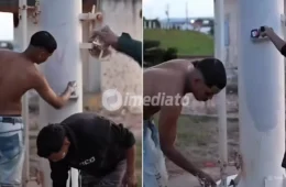 VÍDEO: Capitão da Polícia Militar ordena suspeitos a apagarem pichações que exaltam facção criminosa