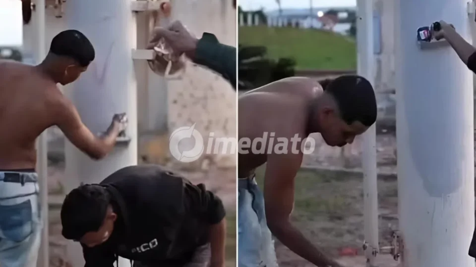 VÍDEO: Capitão da Polícia Militar ordena suspeitos a apagarem pichações que exaltam facção criminosa
