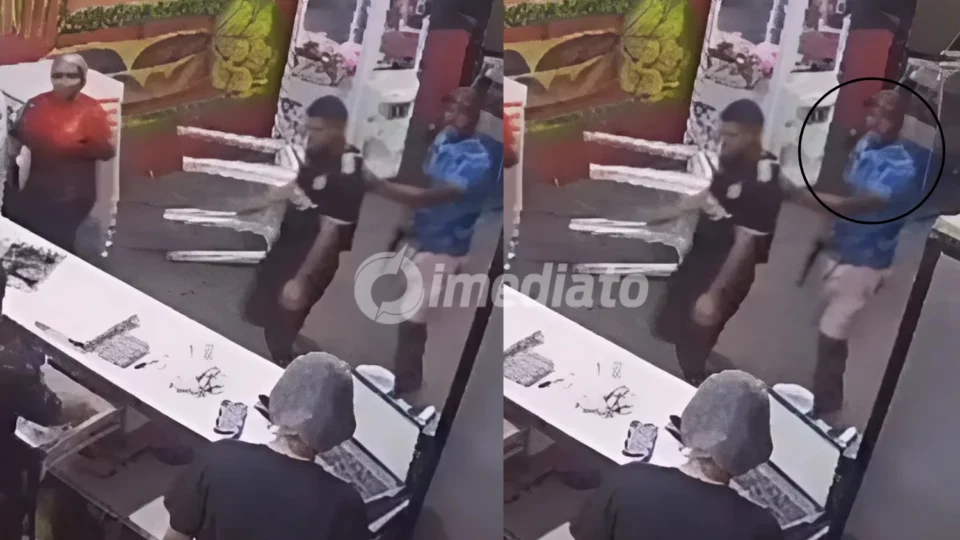VÍDEO: Assaltante armado invade pizzaria, rende funcionários e foge com dinheiro no bairro Braga Mendes, em Manaus