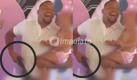 VÍDEO: Pai saca simulacro de arma durante parabéns de aniversário de 2 anos da filha e gera polêmica