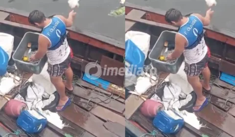 VÍDEO: Homem é flagrado jogando lixo no Rio Negro nas proximidades da Manaus Moderna