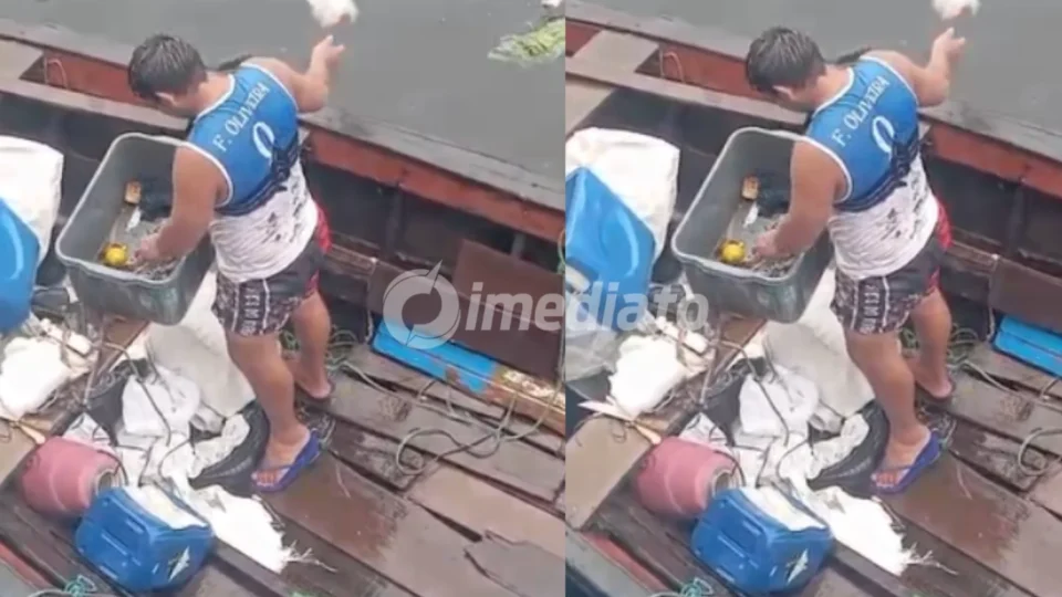 VÍDEO: Homem é flagrado jogando lixo no Rio Negro nas proximidades da Manaus Moderna