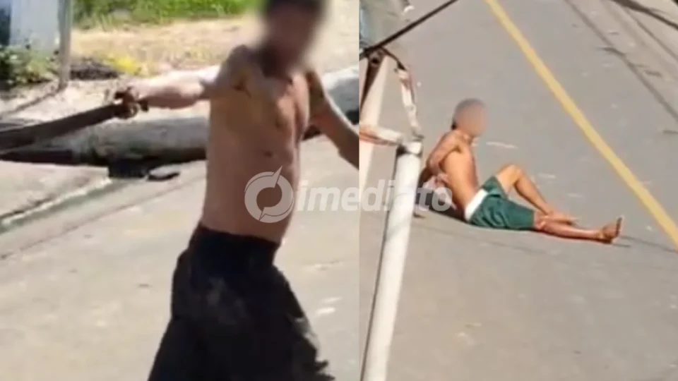 VÍDEO: Homem é flagrado fazendo ameaças após ferir jovem com golpe de terçado na perna no interior do Amazonas