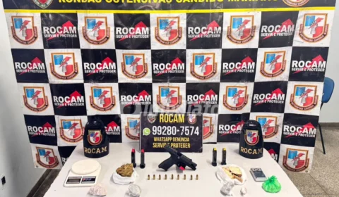 ROCAM prende homem com arma e drogas em quitinete na comunidade Nossa Senhora de Fátima  