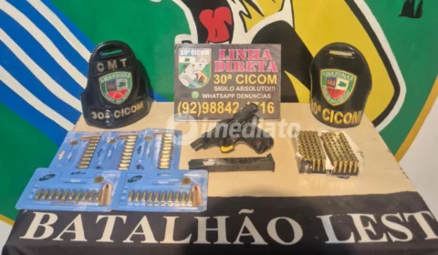 Polícia Militar apreende arma de fogo e mais de 60 munições após denúncia no bairro Jorge Teixeira