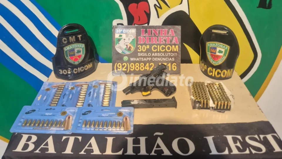 Polícia Militar apreende arma de fogo e mais de 60 munições após denúncia no bairro Jorge Teixeira
