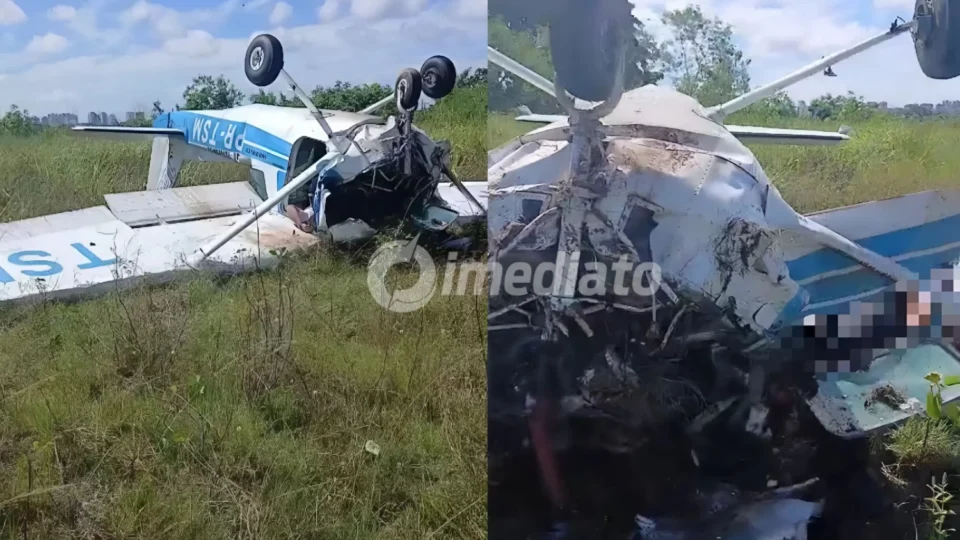 VÍDEO: Piloto e aluno morrem após queda de avião durante treinamento no Aeroclube de Manaus