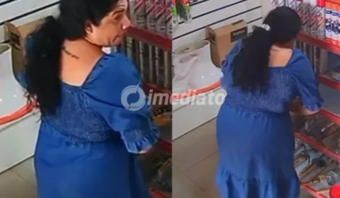 VÍDEO: Mulher é flagrada furtando cabo e escondendo produto sob vestido em loja de Macapá