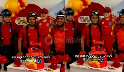 VÍDEO: Bombeiro mirim celebra 10 anos com surpresa especial de guarnição no aniversário em Manaus