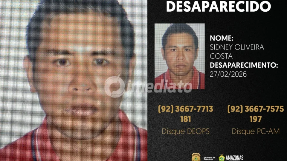 PC-AM divulga imagem de homem de 34 anos que desapareceu após sair de casa no bairro Petrópolis, em Manaus