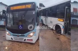 VÍDEO: Temporal em Manaus abre buraco e ‘engole’ ônibus da linha 215 na zona centro-oeste