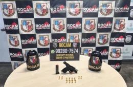 Arma de fogo e munições são apreendidas após denúncia anônima no bairro Colônia Oliveira Machado