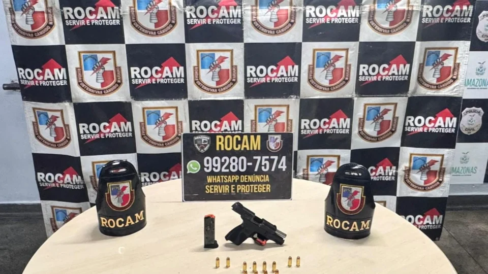 Arma de fogo e munições são apreendidas após denúncia anônima no bairro Colônia Oliveira Machado