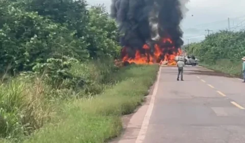 Explosão de caminhão-tanque interdita rodovia PA-475 em Moju, no Pará