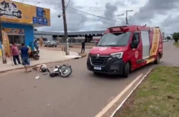 Colisão entre carro e moto deixa motociclista ferido em Porto Velho