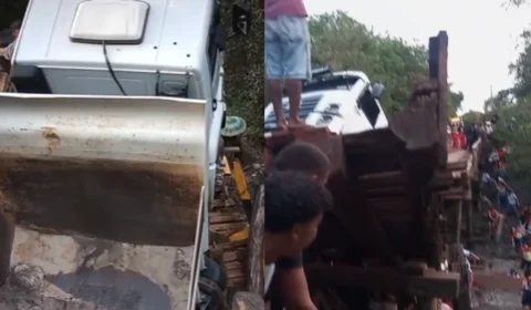Ponte desaba durante passagem de caminhão no interior do Pará