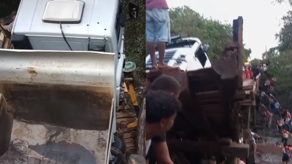 Ponte desaba durante passagem de caminhão no interior do Pará
