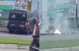 Van derruba poste e causa interdição na BR-316 em Ananindeua