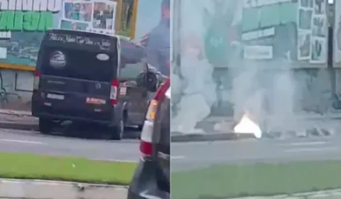 Van derruba poste e causa interdição na BR-316 em Ananindeua