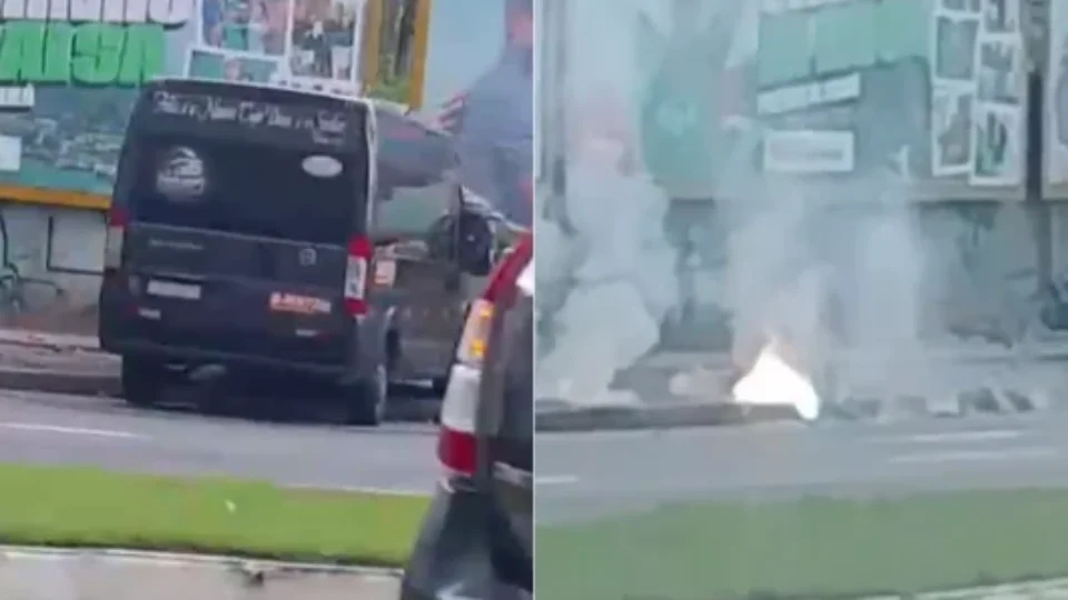 Van derruba poste e causa interdição na BR-316 em Ananindeua