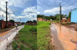 Chuva alaga rua e moradores relatam mais de 25 anos de abandono em Porto Velho