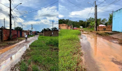 Chuva alaga rua e moradores relatam mais de 25 anos de abandono em Porto Velho