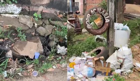 Acúmulo de lixo e esgoto a céu aberto geram transtornos no bairro Pedrinhas