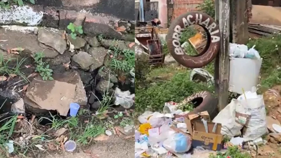 Acúmulo de lixo e esgoto a céu aberto geram transtornos no bairro Pedrinhas